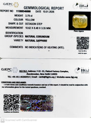 3.79/CT Natural Yellow Sapphire With Govt Lab Certificate-11388D46080